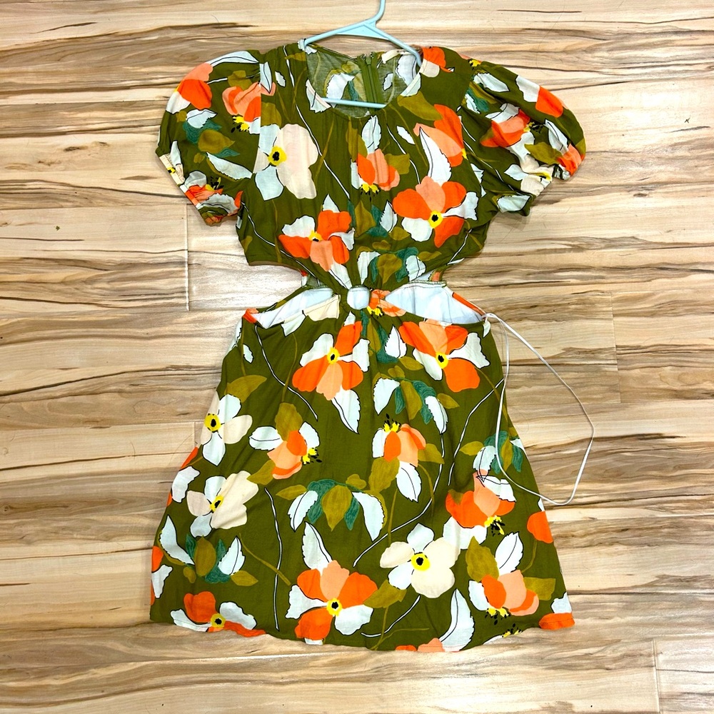 Molly Green Agatha Floral cutout Dress - Moss Large